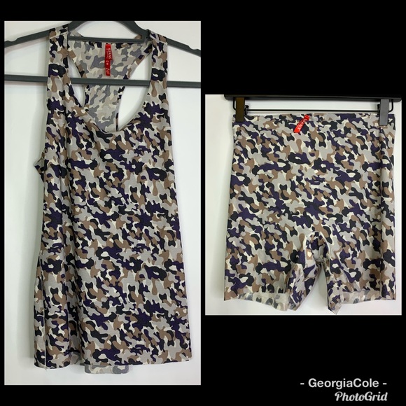SPANX Other - SPANX Perforated Camo Racer Back Tank & Short Set